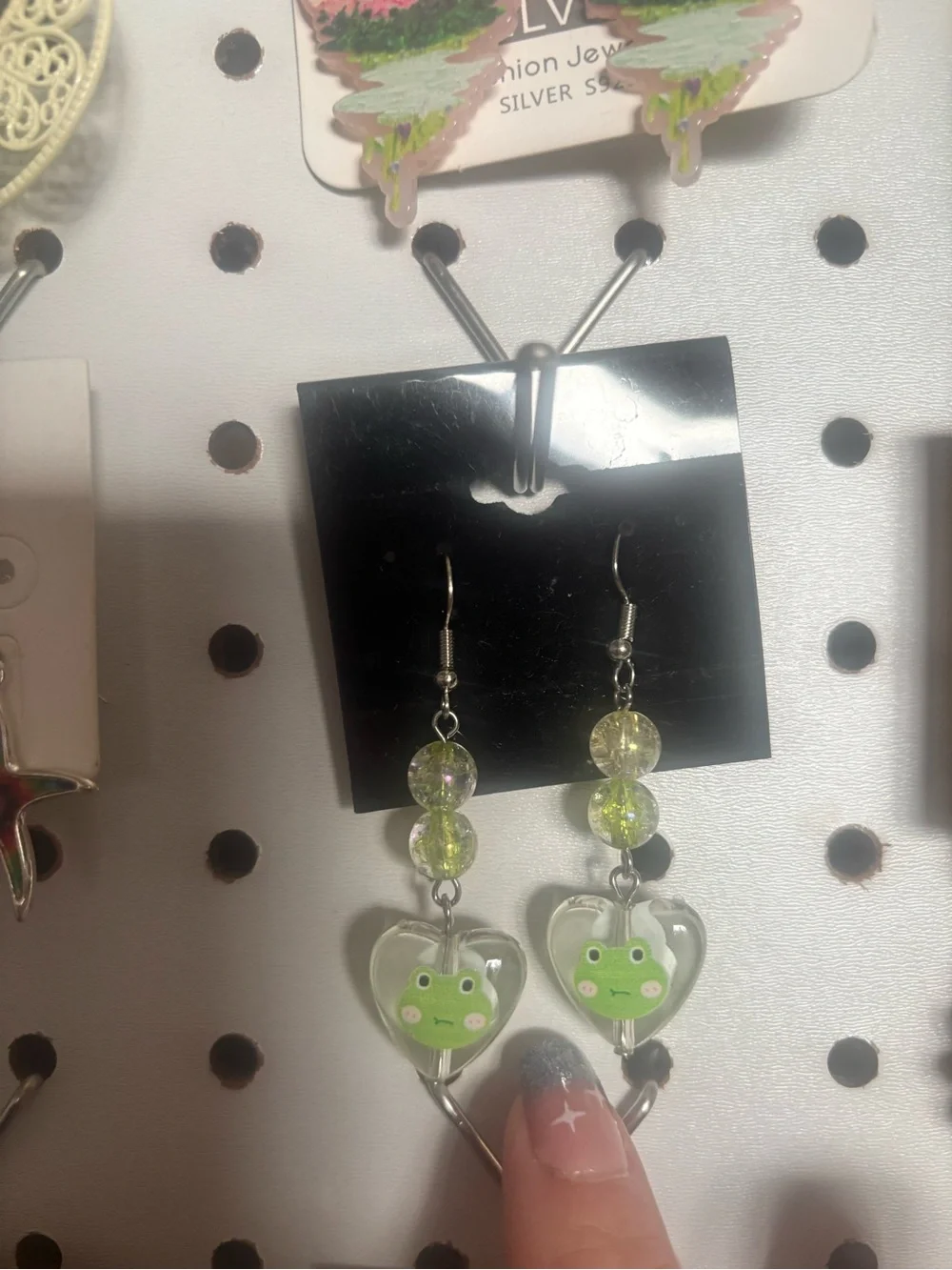 Cute Frog Heart Drop Earrings - Green